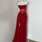 Robe de soirée longue en velours bordeaux/rouge gh4833