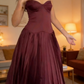 Satin Bridesmaid Dress - Strapless Corset Waist Pleated Full Skirt Slim Gown gh6975
