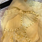 Gelbes, perlenbesetztes, elegantes, langes Chiffon-Ballkleid, Abendkleid, Partykleid gh4467