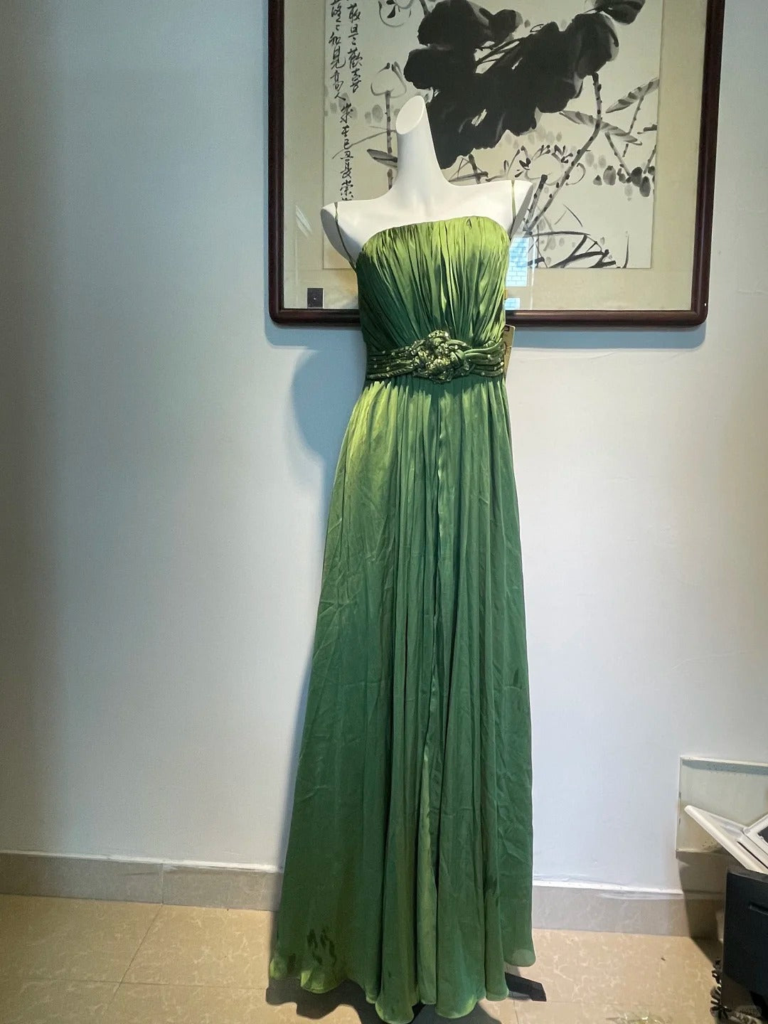 Grün elegante mode lange satin Ballkleider abendkleid geburtstag party kleid gh4945