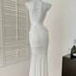 Weißes schweres Diamant-Neckholder-Kleid, langes Chiffon-Ballkleid, Abendkleid, Ballkleid, gh4333