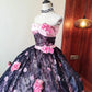 Girlhomeshops-Pink Floral Lace Tulle Floor-Length Ball Gown gh5302