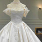 Girlhomeshops--✨White vintage exquisite beaded tube top satin lace wedding dress, court beauty, elegance and sexiness gh5441