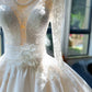 Girlhomeshops--💕Weißes, langärmliges, exquisites Spitzen-Brautkleid aus Tüll gh5444