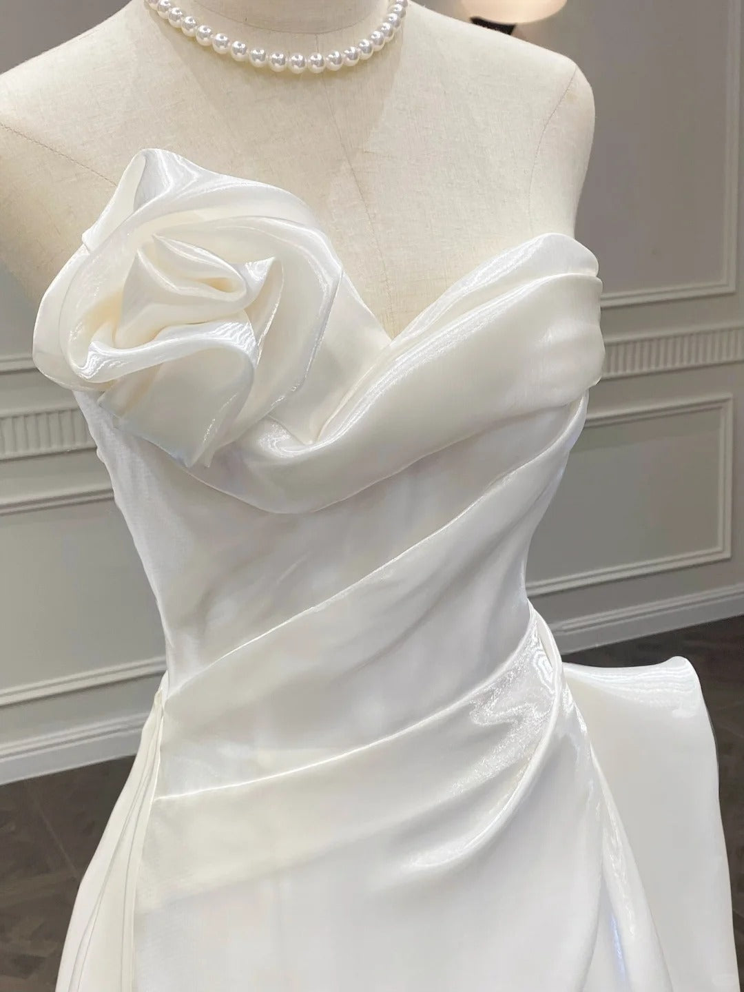 Girlhomeshops – Satin-Brautkleid, weißes Tube-Top, langes Brautkleid, Ballkleid, gh5442