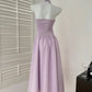 Taro Purple Halter V-Neck Temperament Waist Dress gh4564