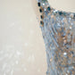 Hellblau wunderschöne exquisite Perlen glänzend Nische kurzes Heimkehrkleid Geburtstag Cocktailpartykleid gh4307