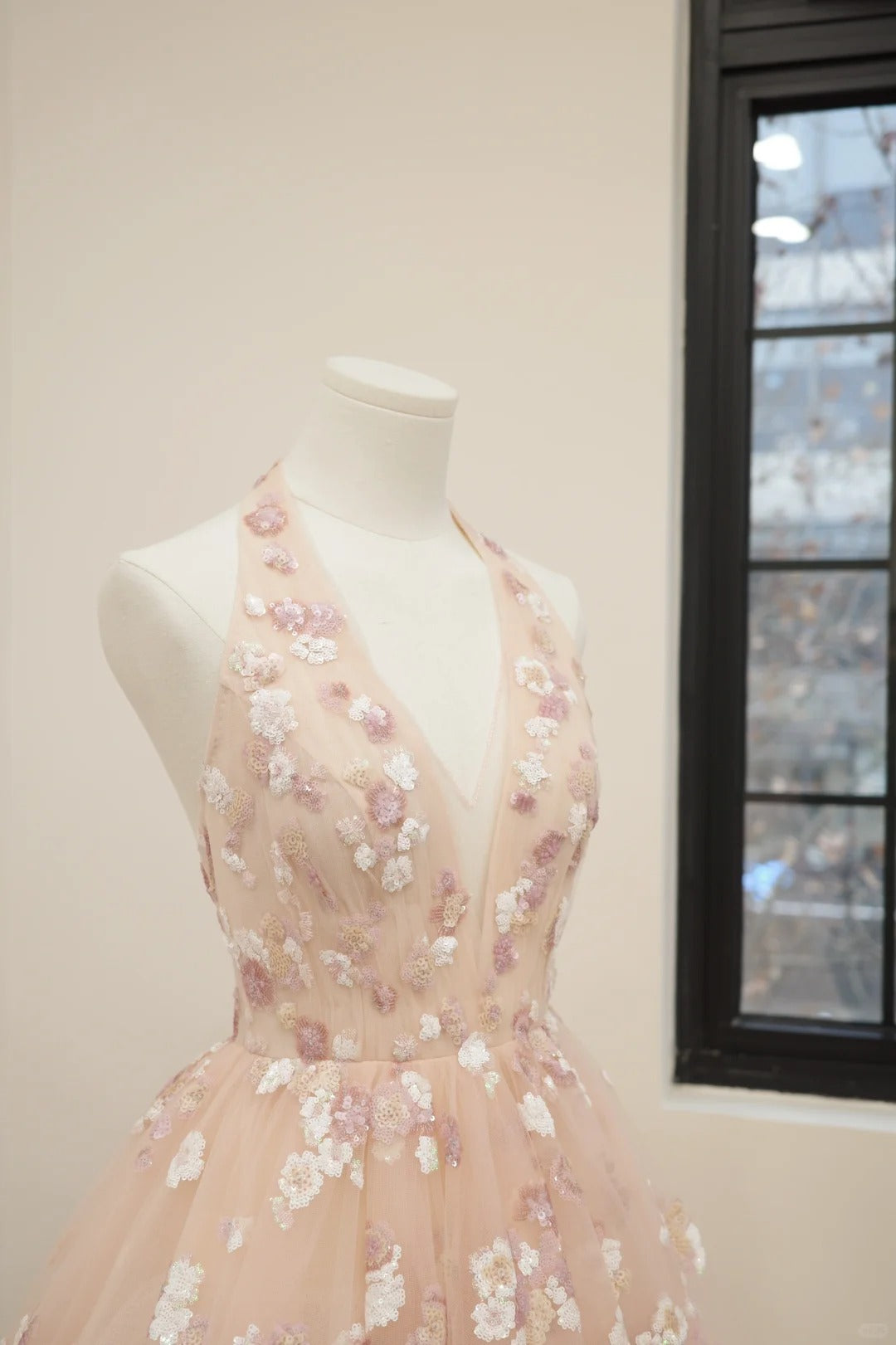 Girlhomeshops - Robe de soirée longue en tulle à paillettes et motif floral rose, robe de bal, robe d'anniversaire, gh5071