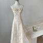 Streamer champagne retro elegant spaghetti straps Long chiffon stunning palace style birthday dress prom dress party dress gh4186