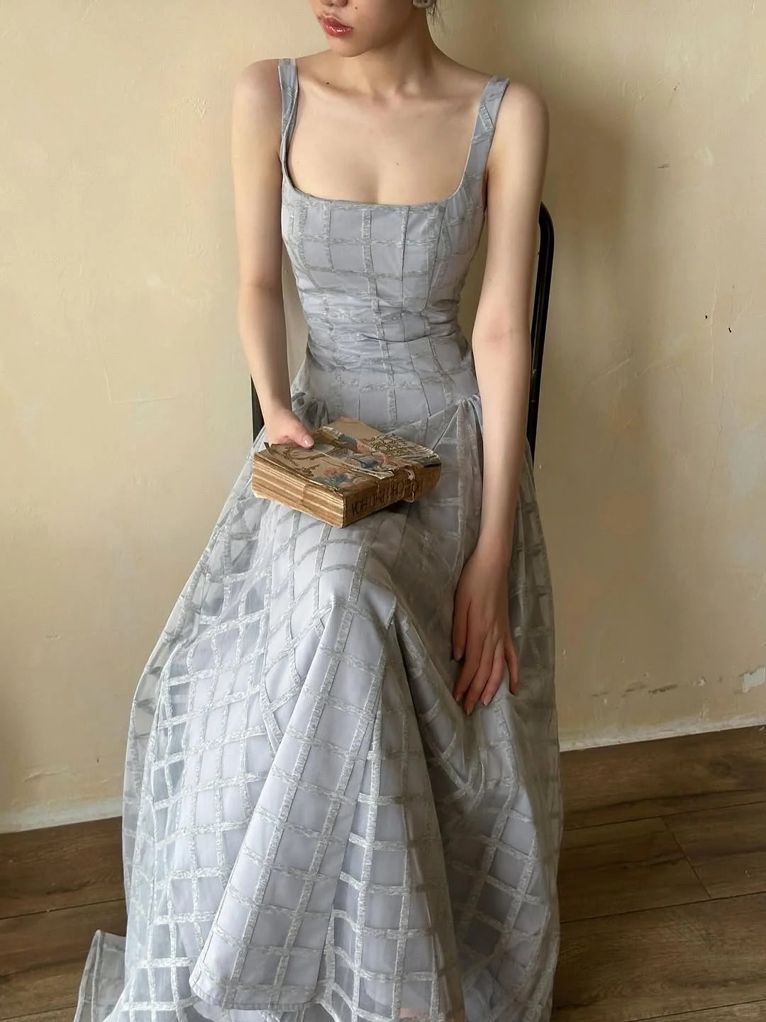 girlhomeshops – Hellblaues, schlichtes und elegantes, langes Ballkleid aus Tüll, gh5605