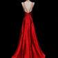 Red shiny fashion elegant V-neck long mermaid slim fishtail skirt satin floor-length train ball gown evening dress party dress prom dress gh3819