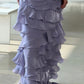 Shimmering Lilac Halter Dress with Cascading Ruffles Floral Accent Elegant Floor-Length Mermaid Formal Gown gh7102