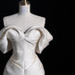 Ivory Elegant Satin Long Mermaid Slim Floor Length Ball Gown Evening Gown Wedding Dress gh4199