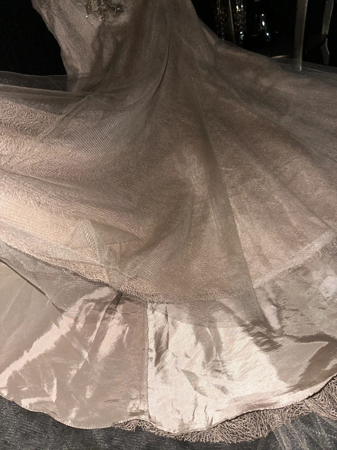 Champagner Perlen Pailletten Langes Tüll Ballkleid Abendkleid gh4424