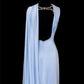 Girlhomeshops - Robe de soirée longue en satin bleu à perles exquises, robe de bal, robe de soirée, gh5379