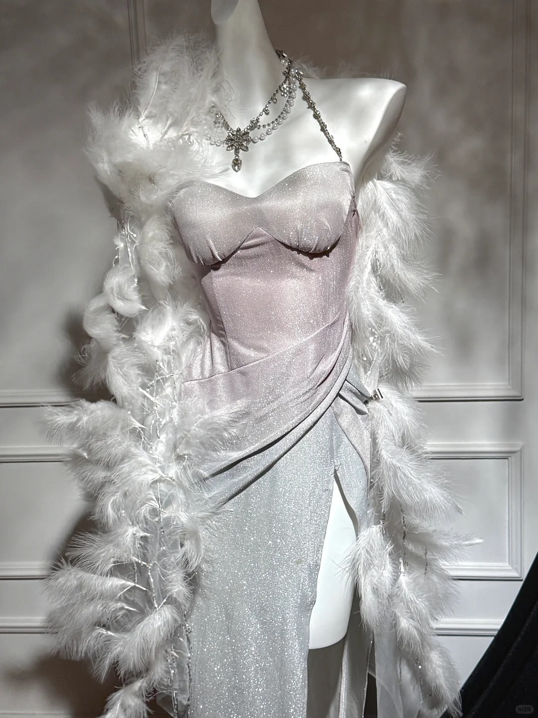 Rosa silber glänzend mode moderne farbverlauf lange satin elegante ballkleid abendkleid dinner-kleid gh4731
