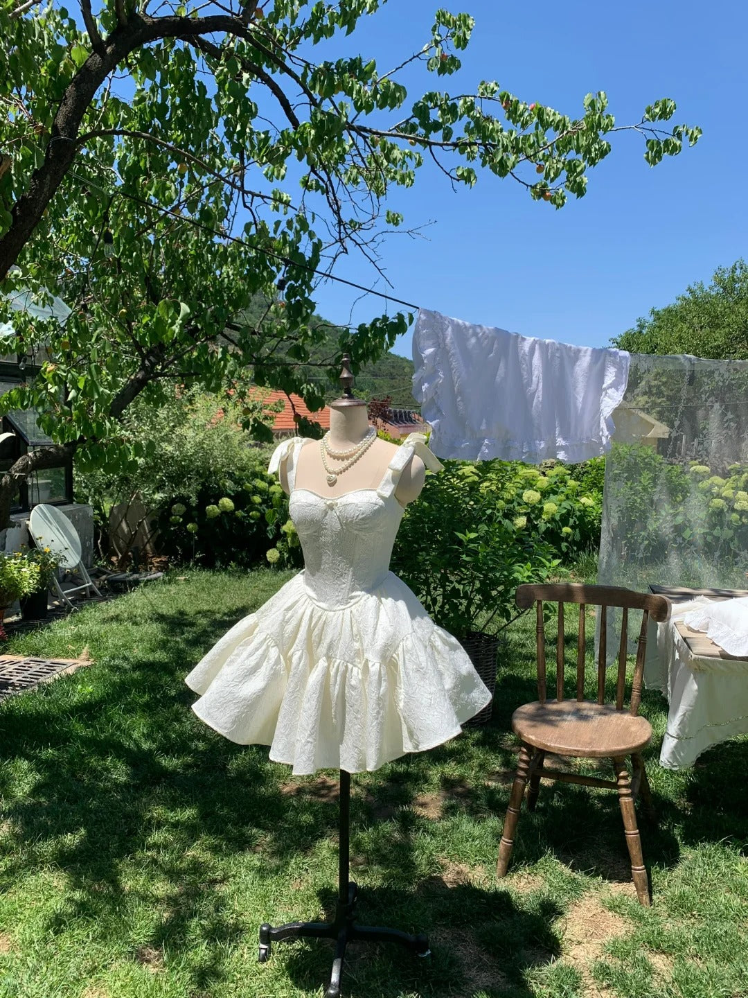 Girlhomeshops - Weißes süßes kurzes Chiffon-Heimkehrkleid, Geburtstagspartykleid, gh5047