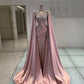 Girlhomeshops - Robe de soirée longue en satin rose, luxueuse et magnifique, ornée de perles et de strass (gh5017)