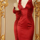 Red Retro Fashion Elegant V Neck Short Prom Dress Evening Dress Party Dress gh4218