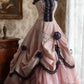 girlhomeshops - Ärmelloses Puffkleid in Rosa und Blau mit kontrastierender Spitze, bodenlanges Abendkleid aus Satin im Retro-Stil, gh5830