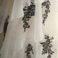 Schwarzes Schwanen-Spitzen-Blumen-Lang-Tüll-Prinzessin-Ballkleid-Abendkleid-Brautkleid gh4324