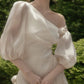 girlhomeshops-🕊Einschultriges, langes Feenkleid mit Blumenmuster, weißes Mondlicht, Lieblings-Feenkleid der weiblichen Hauptrolle, gh5907