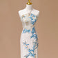 White Luxury Gorgeous Shiny Unique Fashion Elegant Exquisite Floral Bamboo Beads Sequins Suspender Long Ball Dress Evening Dress Bridal Wedding Reception Dress Prom Dress gh4026
