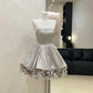 Silbernes funkelndes Homecoming-Kleid, kurzes Satin-Ballkleid, Abendkleid, Geburtstagskleid, gh4527