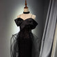 Girlhomeshops - Robe de soirée longue noire brillante et élégante en tulle pailleté, robe de bal, robe de remise de diplôme, gh5107