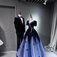 Girlhomeshops - Robe de soirée longue en tulle pailleté bleu brillant, robe de remise de diplôme, gh5110