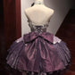 Lila Süßes Perlenbesetztes Spitzen-Tüll-Kurzes Lolita-Ballkleid Homecoming-Kleid gh4381