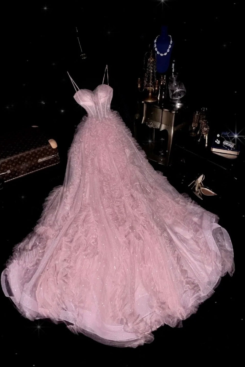 Robe de soirée longue rose brillante et élégante pour remise de diplômes gh6815