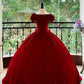 Girlhomeshops-Burgundy Elegant Retro Long Velvet Quinceanera Dresses Prom Dress Graduation Dress Princess gh5005