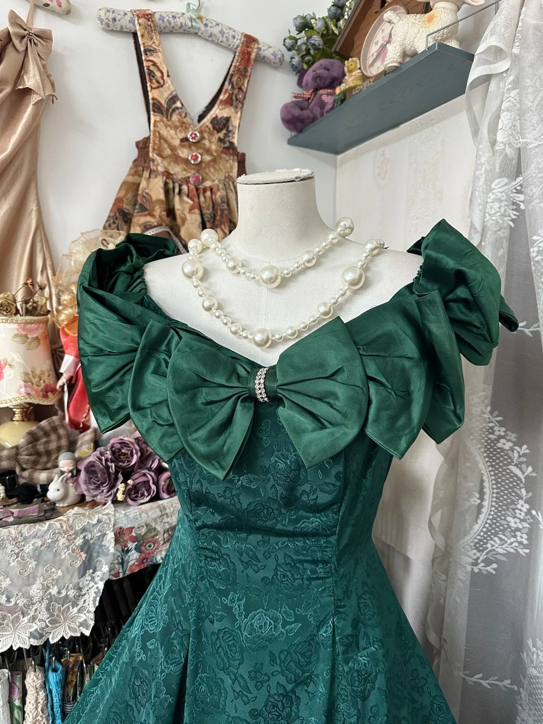 Green vintage fashion beautiful long prom dress evening gown gh4777