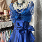 Blue long stylish elegant satin ball gown evening dress gh4472