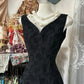 girlhomeshops-Art Modern Style Black Patterned Satin Deep - V Sleeveless Floor - Length Creative Evening Dress gh5887