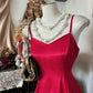 Red Mermaid Beautiful Long Satin Spaghetti Strap Ball Gown Evening Dress Party Dress gh4394