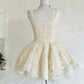 Soft White Flower Cluster Sleeveless Lace Mini Ball Gown gh6920