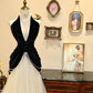 Black and White Beaded Exquisite V-Neck Fashionable Elegant Long Tulle Ball Gown Evening Gown Prom Dress gh4240