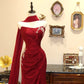 Red Floral Appliqué Exquisite Long Mermaid Slim Prom Dress Evening Dress Party Dress gh4238