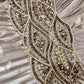 Grey beaded shiny elegant V-neck long satin ball gown evening gown gh4504