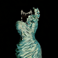 Mintgrünes One-Shoulder-Kleid aus Satin mit Rüschen gh7096
