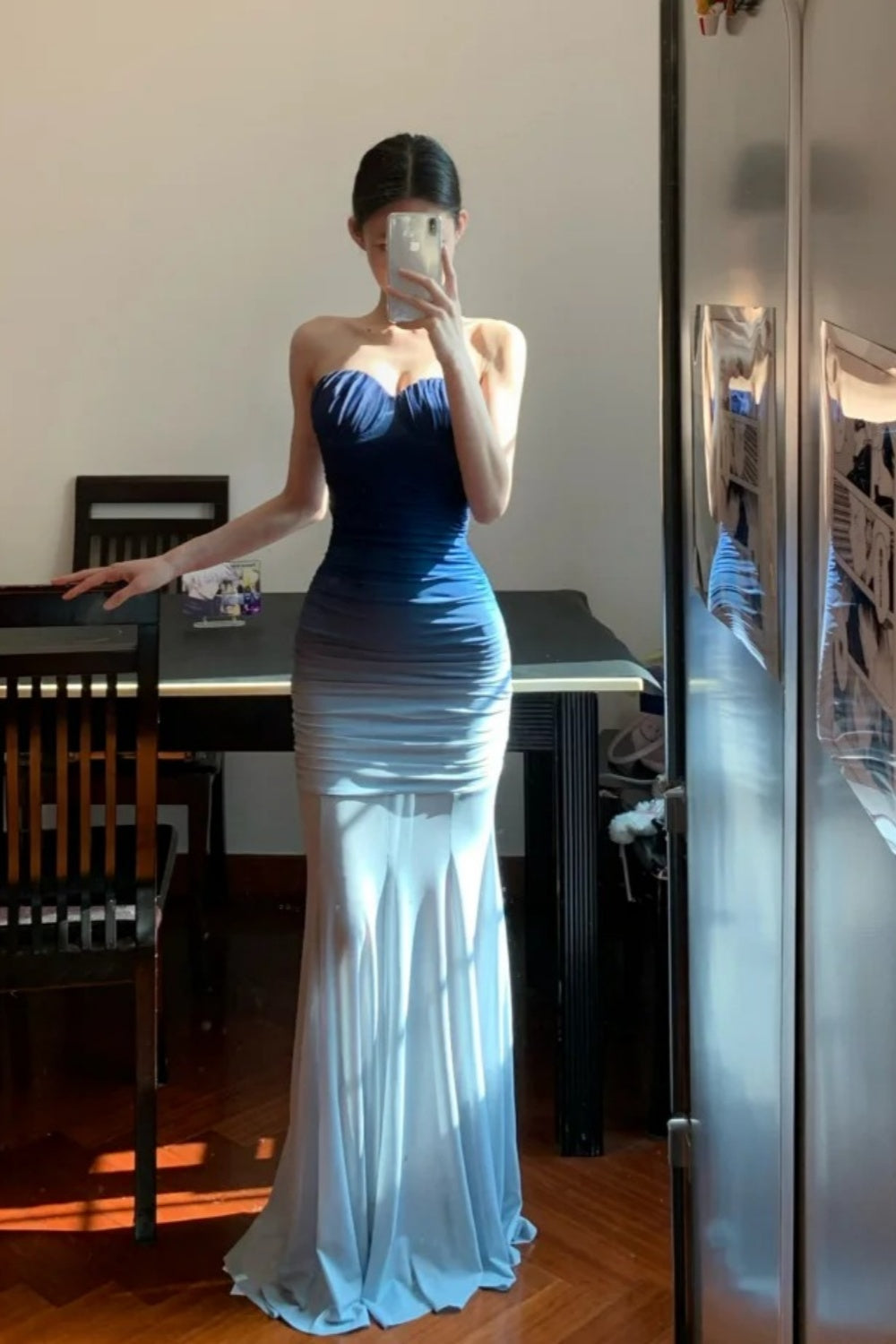 blue gradient prom dress Blue Gradient Party Dress Vacation Dress Long Elegant Prom Dress Gradu –  girlhomeshops