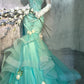 Blue gorgeous exquisite beaded long satin ball gown evening dress party dress gh4502
