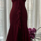 Burgunderrotes Vintage-Elegantes, exquisites, mit Edelsteinen besetztes, langes Chiffon-Abendkleid, ärmellos, Ballkleid, Partykleid für Geburtstage/Hochzeitsgäste, gh4101