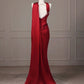 Robe de soirée longue en satin bordeaux à dos nu et queue de poisson gh4546