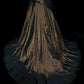 Brown & Black Gradient Satin One-shoulder Gown: Heavy Embroidery, Mermaid dress, High-end Evening Maxi Dress gh6587