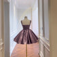 Robe courte violette à volants scintillants, idéale pour un anniversaire ou un bal de promo (gh6794)