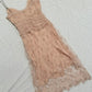 girlhomeshops-Nude Pink Lace Spaghetti Straps Midi Dress with Pearling Detail gh6313