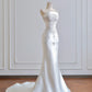 Girlhomeshops--White exquisite beaded long satin prom wedding dress gh5483
